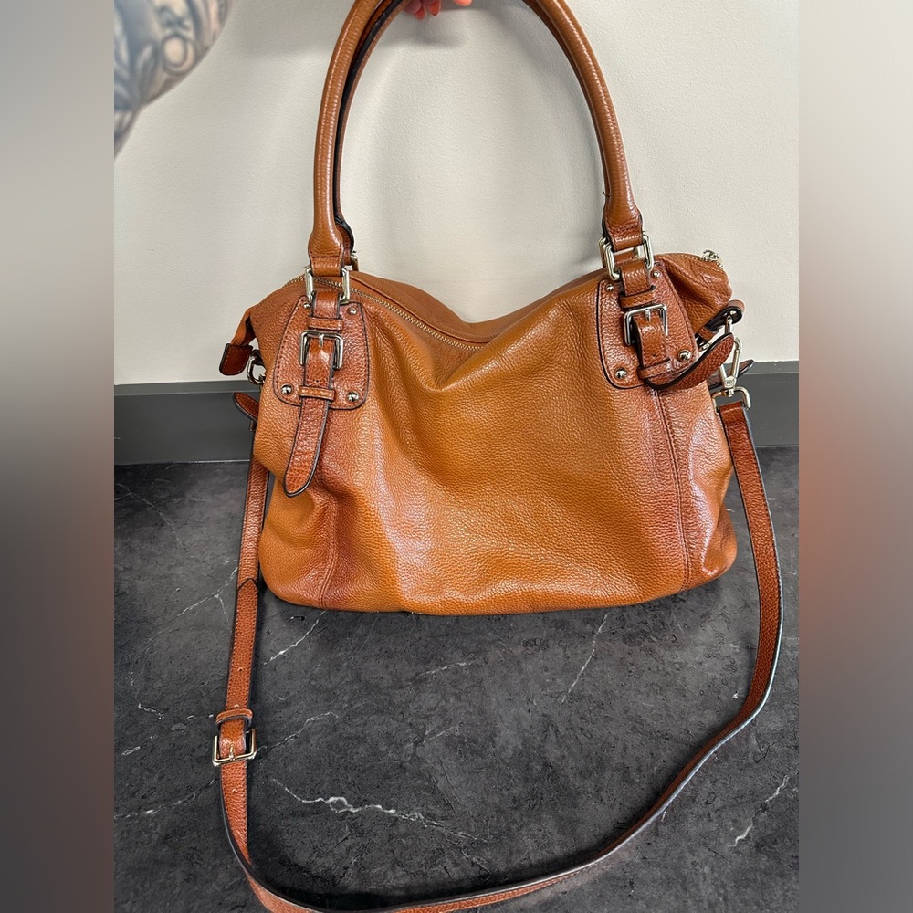 KATYEE Elegant Brown Leather Tote/Handbag